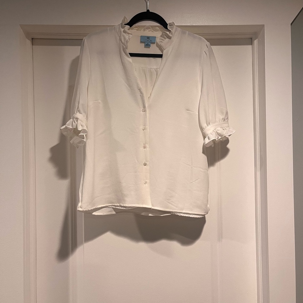 CeCe Flowy White Blouse